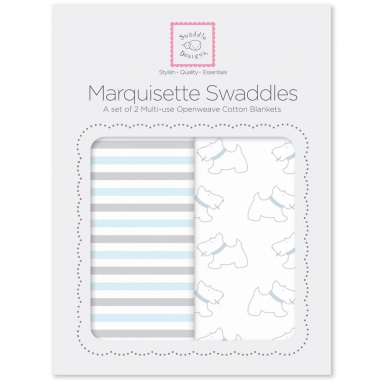 Набор пеленок SwaddleDesigns - Marquisette 2-Pack Little, Doggie Simple Stripes