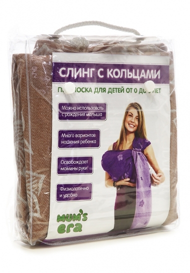 Слинг с кольцами Mums Era алмазного плетения, коралловый