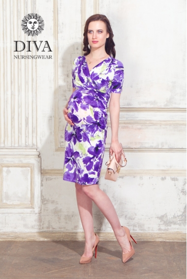 Платье для кормящих и беременных Diva Nursingwear Lucia кор.рукав, принт Iris