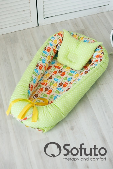 Кокон-гнездышко для новорожденных Babynest Owl sand